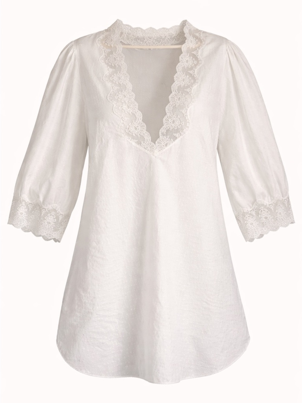 Ralph Montenero Blanche White Lace Nightgown Cover Up Boho L - Picture 2 of 9
